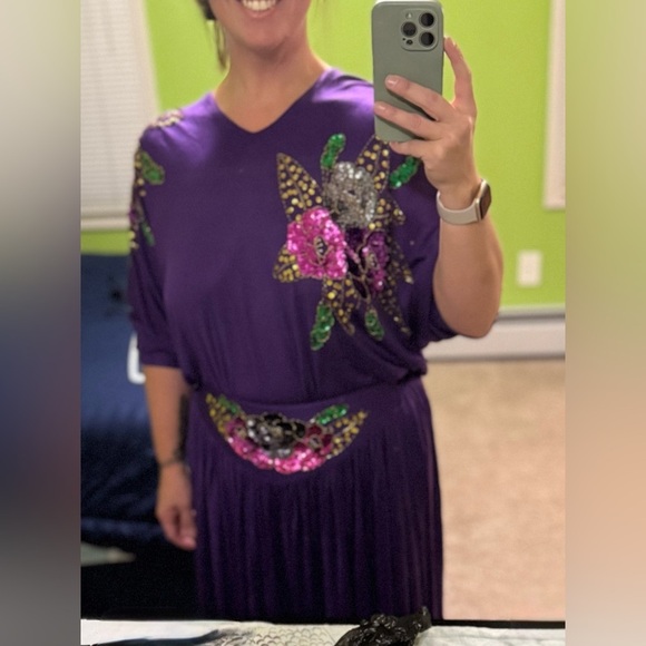 Vintage Western Connection 2 Piece Purple Embellished Boxy Blouse and Skirt - Picture 9 of 9